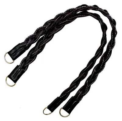 Produktbild von 1 Paar Taschengriffe geflochten mit Ringen 47-50 cm, Griff Henkel Taschenhenkel, Farbe:schwarz
