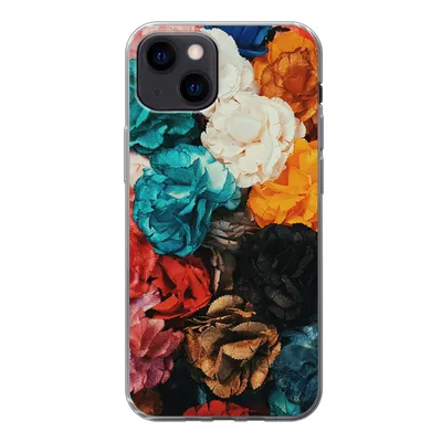 Produktbild von MuchoWow® Handyhülle Schutzhülle Hülle für iPhone 13 mini Wand - Rosen - Abstrakt Silikon Softcase Handy Hülle - Softcase