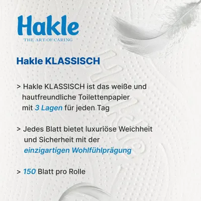 Produktbild von Toilettenpapier 3-lagig Hakle Klassisch, 24 Rollen, weich, saugfähig
