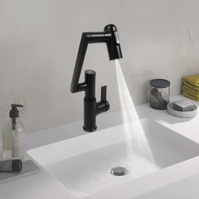 Produktbild von 3 Modi Messing Wasserhahn mit LED-Temperaturanzeige 360 ° drehbar Schwarz für Küche Bad