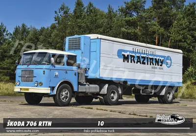 Zdjęcie produktu dla Pocztówka TRUCK nr 10 - ŠKODA 706 RTTN (1960-1980) z przyczepą Orličan N12CH