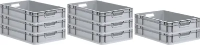 Produktbild von SuperSparSet 8x Eurobox NextGen Economy | Griffe offen | HxBxT 12x40x60cm | 23 Liter | Eurobehälter, Transportbox, Transportbehälter, Stapelbehälter