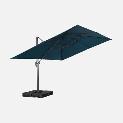 Produktbild von sweeek - Rechteckiger Ampelschirm 3x4m + befüllbare Ballastplatten 50x50cm - Wasserblau