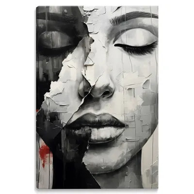 Immagine prodotto di Muralo tela murale donna RITRATTO viso astrazione per decorazione murale soggiorno 70 cm x 100 cm