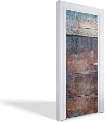 Produktbild von Türdeko Aufkleber Selbstklebende Wandsticker Personalisiert - Beschädigtes Holz - 85 x 205 cm