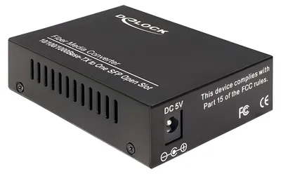 Produktbild von DeLOCK Media Converter 1000Base-T to SFP, 1000 Mbit/s, 1000Base-T, 10Base-T, Gigabit Ethernet, 10,100,1000 Mbit/s, Schwarz, SFP