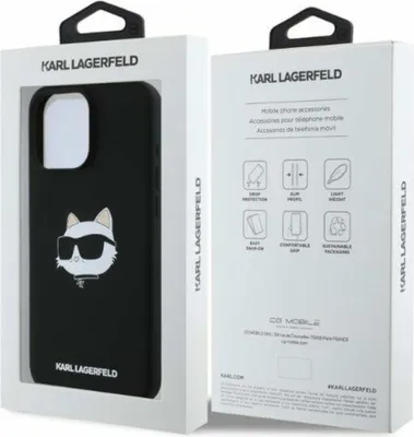 Image de KARL LAGERFELD étui pour IPHONE 16 Pro Max compatible avec MagSafe KLHMP16XSCHPPLK (Sil Choupette Head Print) black