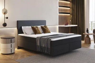Produktbild von Boxspringbett Schlafzimmerbett DEVIL Premium 120x200cm in Stoff Scala Anthrazit