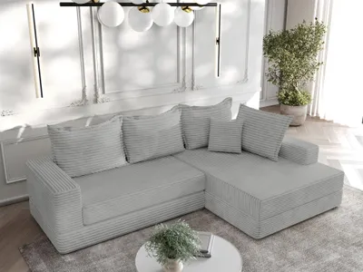 Produktbild von Ecksofa Couchgarnitur Sofa OSKAR in Stoff Tilia Hellgrau Ottomane Rechts