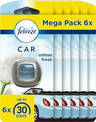 Produktbild von Febreze Car Lufterfrischer Baumwolle Fresh, 6 x 2 ml