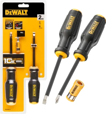 Produktbild von DeWalt DWHT0-62057 FullFit Schraubendreher-Set, 2 Stück, hauptsächlich für Schraubanwendungen, enthält PH2 und 6 mm, ergonomisches und langlebiges Design.