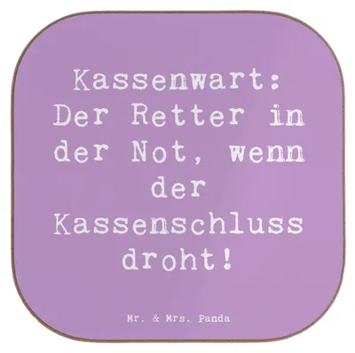 Produktbild von Mr. & Mrs. Panda Tassen Untersetzer Spruch Kassenwart Held - Lavendeltraum - Geschenk, Tischuntersetzer, Tasse, für Gläser, kreative Geschenke, Holzuntersetzer, Berufe