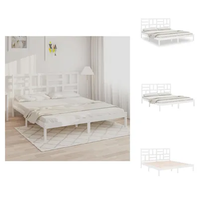 Produktbild von vidaXL Massivholzbett Weiß 180x200 cm -  Betten & Bettgestelle