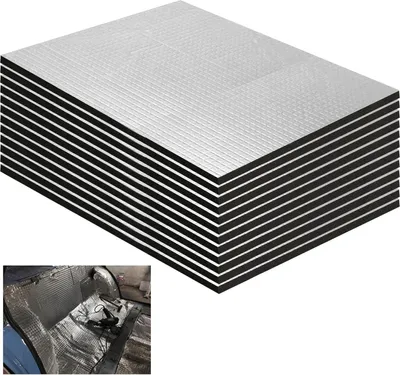 Imagen del producto de Paneles aislantes para automóviles, autoadhesivos, 12 unidades, 250x180x5 mm, de aluminio y butilo, para aislamiento acústico