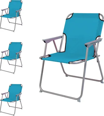 Image de 4 pièces chaise de camping tissu Oxfort métal pétrole
