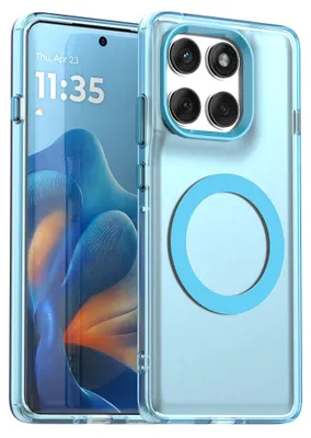 Image de Étui magnétique pour Motorola Edge 60 Pro, étui fin, mat, translucide et résistant aux chocs - Bleu