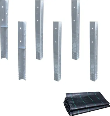 Produktbild von WICKEY Bodenanker Erdanker Winkelanker-Set SolidLock 6 Stk. für Spielturm & Schaukel inkl. Unkrautvlies, Anker, Pfostenanker für Klettergerüst & Gartenzaun