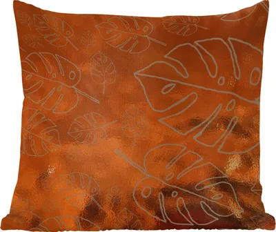 Produktbild von MuchoWow® Zierkissen Sofakissen Wohnzimmer Dekokissen 50x50 cm Muster - Luxus - Blatt - Bronze - Komfort - Sofakissen