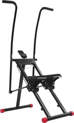 Produktbild von Treppen-Stepper - Vertikaler Klettertrainer - 3 Stufen Verstellbarer Pedalwinkel - Mit Handlauf - Bodenstehend - Stahl+PP-Rahmen - Für Home Gym - Schwarz