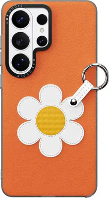 Produktbild von Handyhülle mit Trageband für Galaxy S26 Ultra, Dux Ducis Luvy, Orange mit Gänseblümchen
