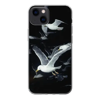 Produktbild von MuchoWow® Handyhülle Schutzhülle Hülle für iPhone 13 Vogel - Schwarz - Schwarm Silikon Softcase Handy Hülle - Karteninhaber