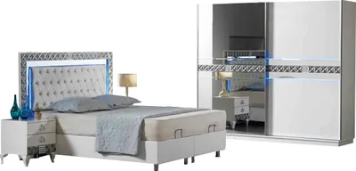 Immagine prodotto di Letto matrimoniale completo Comodini 4 pezzi bianchi Armadio Camera da letto