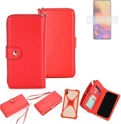 Produktbild von K-S-Trade 2in1 Schutzhülle Portemonnee Handyhülle mit Bumper kompatibel mit ZTE Axon 30 Pro Hülle Case Etui Geldbörse Smartphone rot (1x)