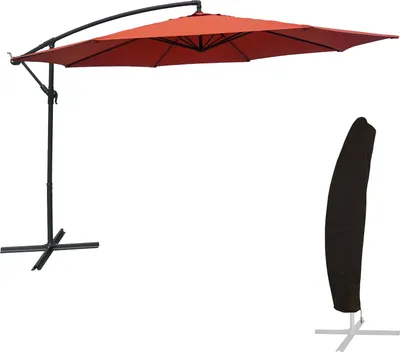 Image de Parasol déporté OAHU rond 3,50m de diamètre terracotta + housse