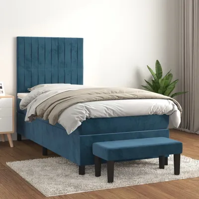 Produktbild von Maison Exclusive - Boxspringbett mit Matratze Dunkelblau 90x200 cm Samt