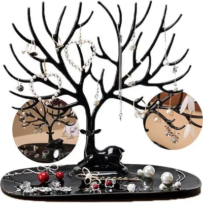 Produktbild von Gewei-Displaystandaard, Gewei, Sieradenstandaard, für Ohrschmuck, Armbänder, Holz, weiß, für 10 Stück, Schmuckbaum