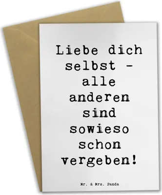 Produktbild von Mr. & Mrs. Panda Grußkarte Spruch Selbstakzeptanz Liebe - Weiß - Geschenk, osterkarte, Einzigartigkeit, Zitat, Perfektion, genesungskarte, weihnachtskarten, Gefühl