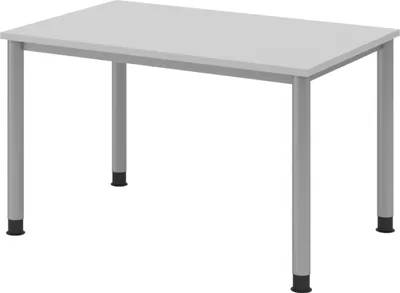 Produktbild von bümö Schreibtisch Serie-H - Gestell: Silber, Größe:  120 x 80 cm, Nachbildung: Grau