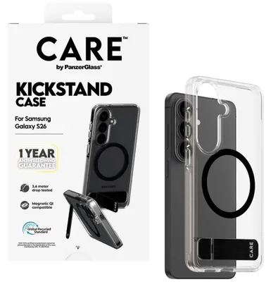 Produktbild von PanzerGlass CARE™ by ® Kickstand Case Transparent m. Qi Samsung Galaxy S26, Cover, Samsung, Samsung - Galaxy S26, Transparent