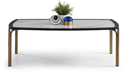 Immagine prodotto di Tavolino di design in stile Japandi, bianco, moderno ed elegante.