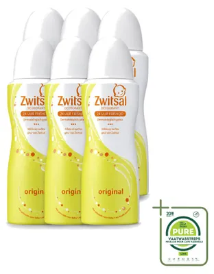 Immagine prodotto di 6 flaconi spray deodorante Zwitsal Originale - 100 ml - Confezione grande - 6 pezzi