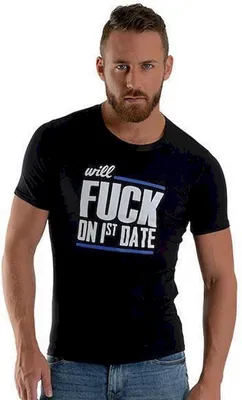 Produktbild von T-Shirt mit FUCK Motiv, Farbe Schwarz, Größe S, aus 95% Baumwolle und 5% Elasthan