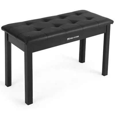 Produktbild von MUSTAR Klavierbank Stauraum 74 cm, 150 kg belastbar, Massivholz, Kunstleder, 74x47x33 cm, Schwarz