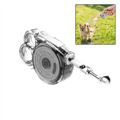 Immagine prodotto di Mini guinzaglio avvolgibile da 3 m per cani e gatti, guinzaglio retrattile per cani, riflettente grigio