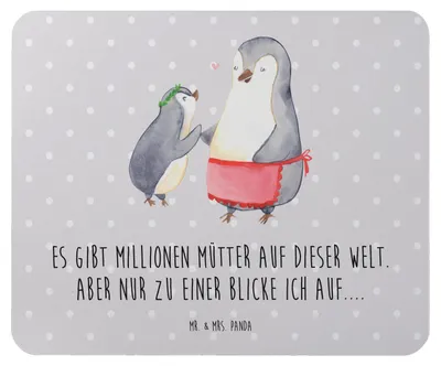 Produktbild von Mr. & Mrs. Panda Mauspad Pinguin mit Kind - Grau Pastell - Geschenk, Mouse Pad, Mama, Muttertag, Danke, Mutter, mousematte, Mousepad, laptop, Vorbild