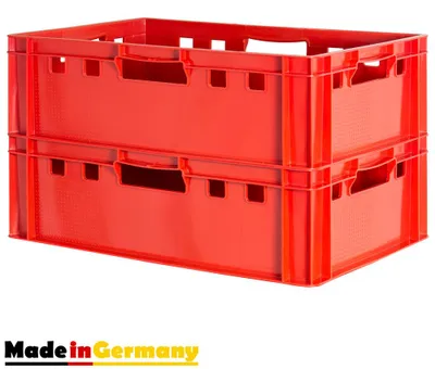 Produktbild von Fleischkiste E2 Fleischkiste Rot Fleischerkiste Fleischkisten Kiste Fleischkiste Eurobox Lebensmittelecht 60 x 40 Metzgerkiste Auswahl Kingpower, Anzahl:2