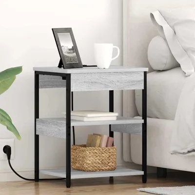 Image de vidaXL Table de chevet Sonoma gris, 41 x 31 x 51 cm, en panneaux de particules