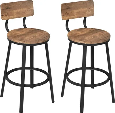 Produktbild von WOLTU Barhocker rund, Tresenhocker, Küchenhocker mit Rückenlehne Fußstütze Metallgestell : Rustikales Braun 2 Farbe: Rustikales Braun Stückzahl: 2