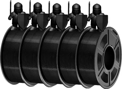 Obrázek produktu pro filament pro 3D tiskárny, ekologický materiál, vhodný pro všechny FDM tiskárny, PETG Black 5Roll