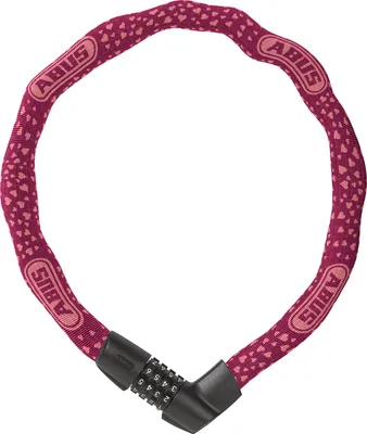 Produktbild von ABUS Kettenschloss Tresor 1385/75 Cherry Heart – Zahlenschloss aus gehärtetem Stahl – 6 mm starke Vierkantkette – ABUS-Sicherheitslevel 6 – 75 cm – Rot