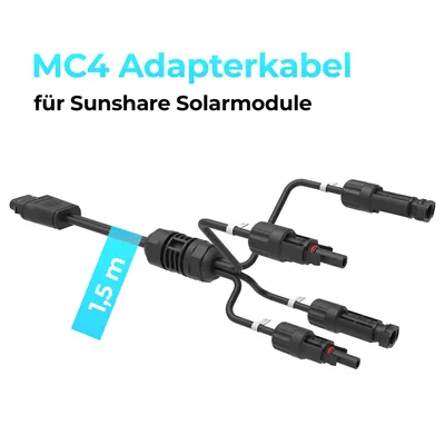 Produktbild von Adapterkabel für SUNSHARE Solarpanels zu MC4 Fremd-Stromspeicher, 1.5 m