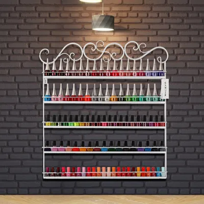 Produktbild von 5 tier Metall Herz Nagellack Organizer Wandregale Aromatherapie und ätherischen Ölen Regal Lippenstiftständer Aufbewahrung (Weiß)
