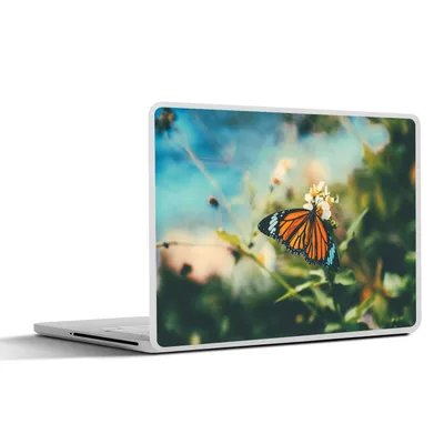 Produktbild von MuchoWow® Laptop Aufkleber Sticker Cover Schmetterling - Blumen - Garten 32.5x23.5 cm - Sticker für Laptop - Selbstklebend