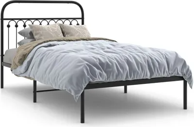 Produktbild von vidaXL Bettgestell mit Kopfteil Metall Schwarz 107x203 cm
