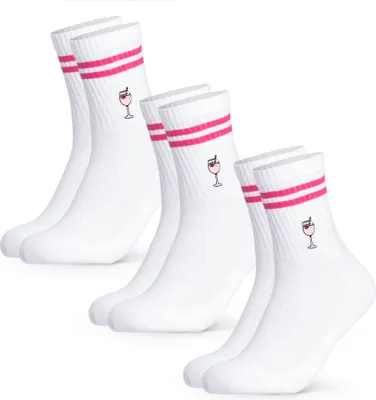 Produktbild von Occulto Damen & Herren Motiv Tennissocken mit Streifen 3er Pack (Modell: Summer) Wildberry 35-38