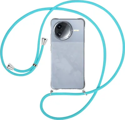 Produktbild von Handykette Backcover-Schutzhülle mit Band (Metall silberfarben) für Xiaomi Redmi K80 5G - türkis
